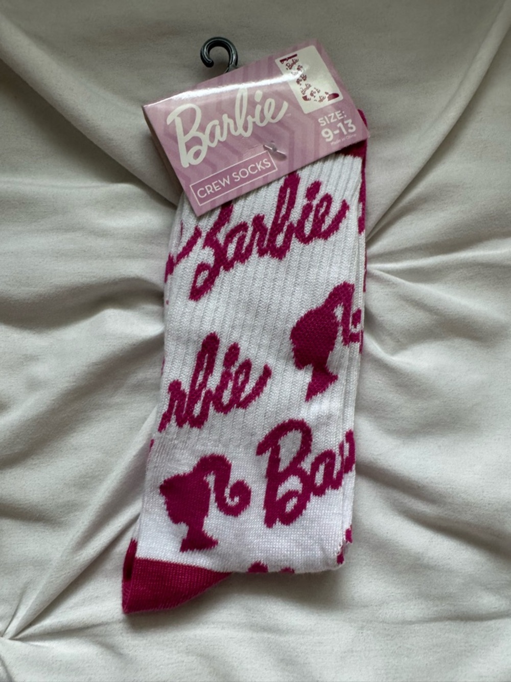Barbie Pink and White Logo Crew Socks